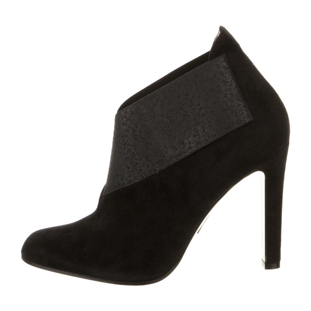 PAUL ANDREW Black Suede Pointed Toe Bootie Heels
